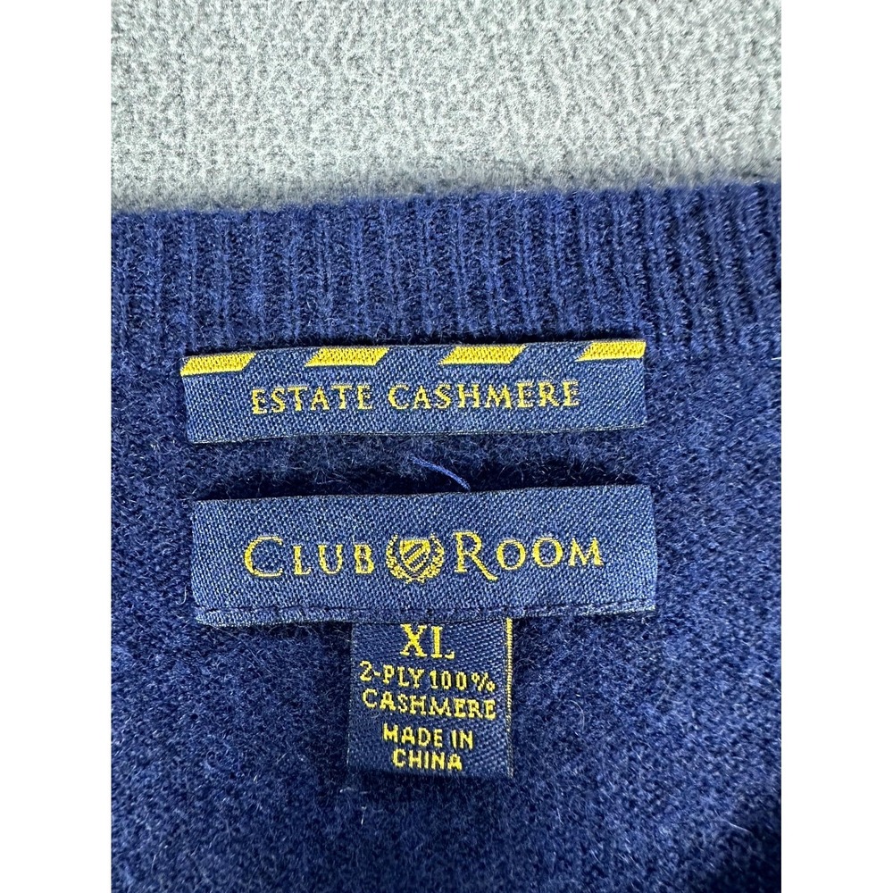 Club Room Sweater Mens XL Navy Blue Estate Cashmere Quiet Luxury Minimalist - Picture 5 of 5